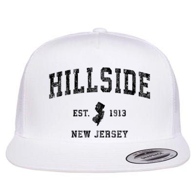 Hillside New Jersey Nj Vintage Established Sports Design Flat Bill Trucker Hat