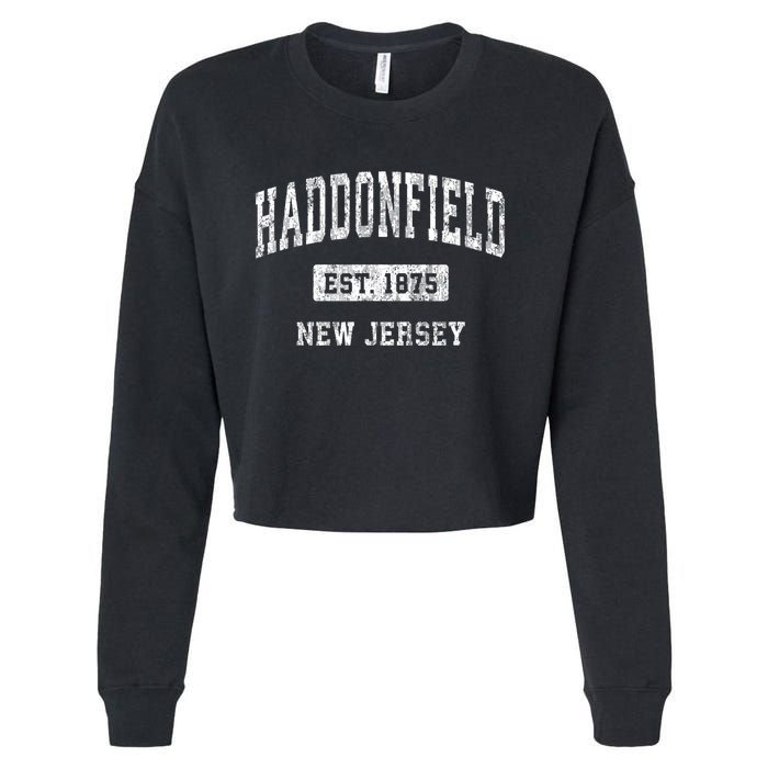 Haddonfield New Jersey Nj Vintage Sports Established Cropped Pullover Crew