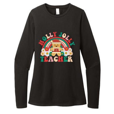 Holly N Jolly Teacher Great Gift Cookies Xmas Teacher Rainbow Gift Womens CVC Long Sleeve Shirt