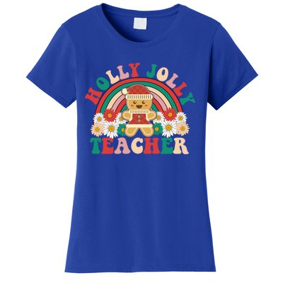 Holly N Jolly Teacher Great Gift Cookies Xmas Teacher Rainbow Gift Women's T-Shirt