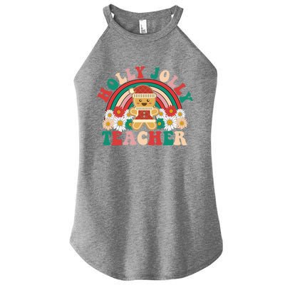 Holly N Jolly Teacher Great Gift Cookies Xmas Teacher Rainbow Gift Women’s Perfect Tri Rocker Tank