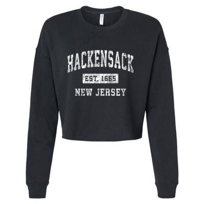 Hackensack New Jersey Nj Vintage Established Sports Cropped Pullover Crew