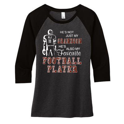 HeS Not Just My Grandson HeS Favorite Football Player Women's Tri-Blend 3/4-Sleeve Raglan Shirt