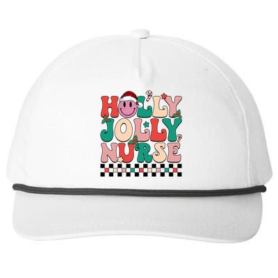 Holly N Jolly Nurse Smile Santa Hat Groovy Nurse Christmas Gift Snapback Five-Panel Rope Hat