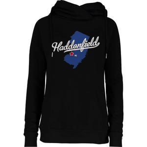 Haddonfield New Jersey NJ Map Womens Funnel Neck Pullover Hood