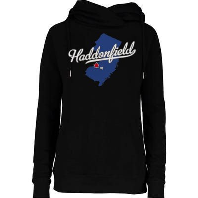 Haddonfield New Jersey NJ Map Womens Funnel Neck Pullover Hood