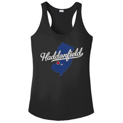 Haddonfield New Jersey NJ Map Ladies PosiCharge Competitor Racerback Tank