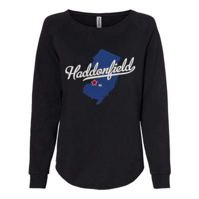 Haddonfield New Jersey NJ Map Womens California Wash Sweatshirt