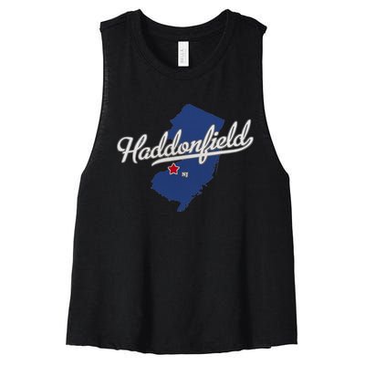 Haddonfield New Jersey NJ Map Women's Racerback Cropped Tank