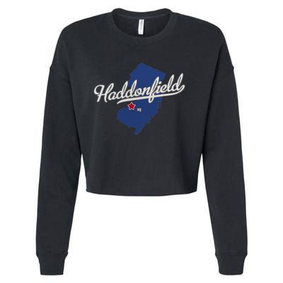 Haddonfield New Jersey NJ Map Cropped Pullover Crew