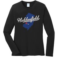 Haddonfield New Jersey NJ Map Ladies Long Sleeve Shirt