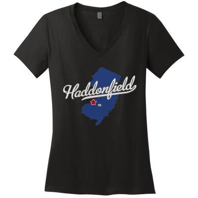 Haddonfield New Jersey NJ Map Women's V-Neck T-Shirt