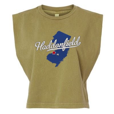 Haddonfield New Jersey NJ Map Garment-Dyed Women's Muscle Tee