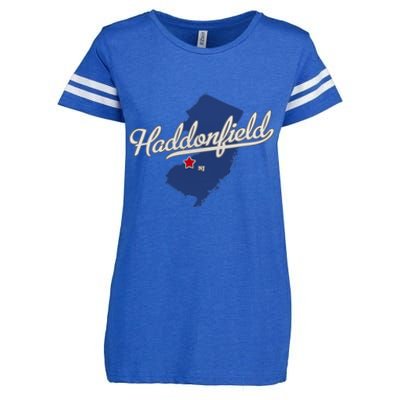 Haddonfield New Jersey NJ Map Enza Ladies Jersey Football T-Shirt