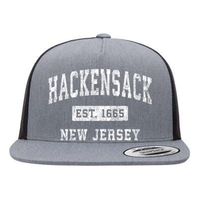 Hackensack New Jersey Nj Vintage Established Sports Flat Bill Trucker Hat