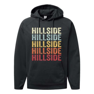 Hillside New Jersey Hillside Nj Retro Vintage Performance Fleece Hoodie