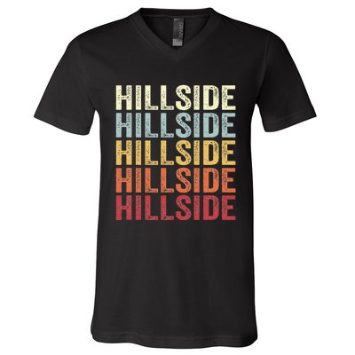 Hillside New Jersey Hillside Nj Retro Vintage V-Neck T-Shirt