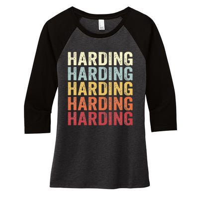 Harding New Jersey Harding NJ Retro Vintage Text Women's Tri-Blend 3/4-Sleeve Raglan Shirt