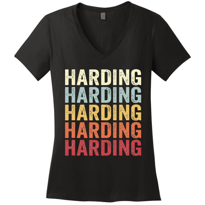 Harding New Jersey Harding NJ Retro Vintage Text Women's V-Neck T-Shirt