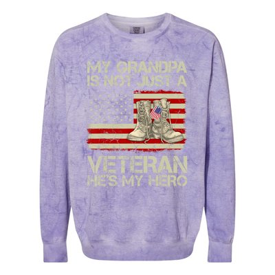 he's not just a veteran he is my grandpa Veteran Colorblast Crewneck Sweatshirt