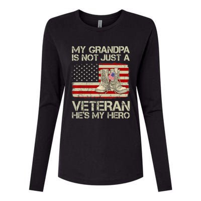 he's not just a veteran he is my grandpa Veteran Womens Cotton Relaxed Long Sleeve T-Shirt