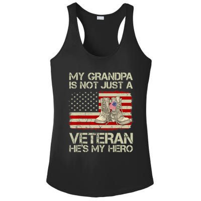 he's not just a veteran he is my grandpa Veteran Ladies PosiCharge Competitor Racerback Tank