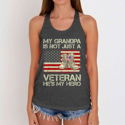 he's not just a veteran he is my grandpa Veteran Women's Knotted Racerback Tank