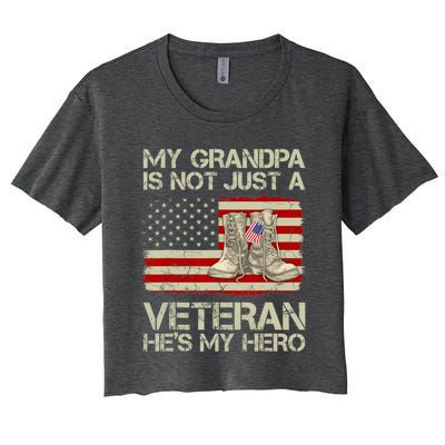 he's not just a veteran he is my grandpa Veteran Women's Crop Top Tee