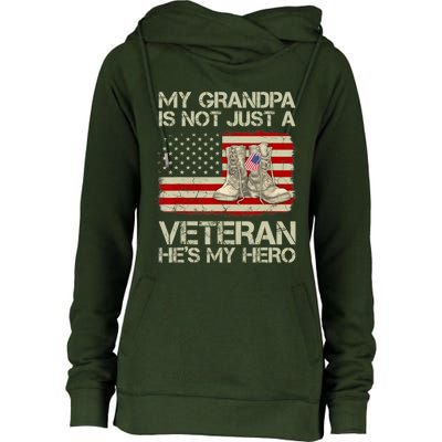 he's not just a veteran he is my grandpa Veteran Womens Funnel Neck Pullover Hood