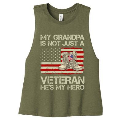 he's not just a veteran he is my grandpa Veteran Women's Racerback Cropped Tank