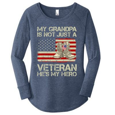 he's not just a veteran he is my grandpa Veteran Women's Perfect Tri Tunic Long Sleeve Shirt