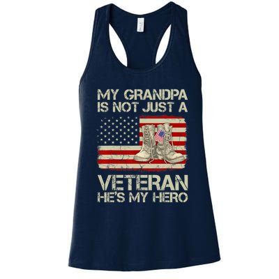 he's not just a veteran he is my grandpa Veteran Women's Racerback Tank