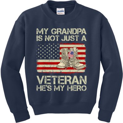 he's not just a veteran he is my grandpa Veteran Kids Sweatshirt