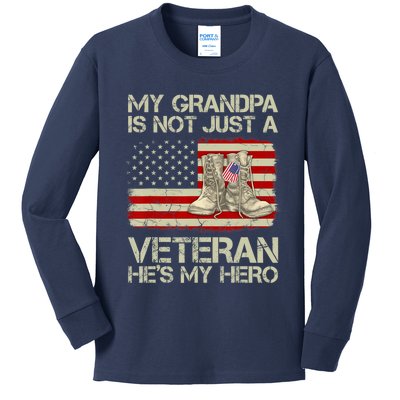 he's not just a veteran he is my grandpa Veteran Kids Long Sleeve Shirt