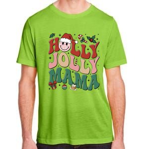 Holly N Jolly Mama Smile Santa Hat Jolly Mama Christmas Gift Adult ChromaSoft Performance T-Shirt