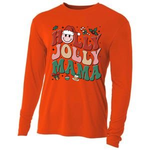 Holly N Jolly Mama Smile Santa Hat Jolly Mama Christmas Gift Cooling Performance Long Sleeve Crew