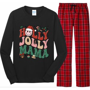 Holly N Jolly Mama Smile Santa Hat Jolly Mama Christmas Gift Long Sleeve Pajama Set