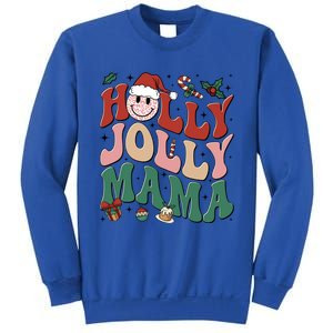 Holly N Jolly Mama Smile Santa Hat Jolly Mama Christmas Gift Sweatshirt