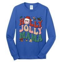 Holly N Jolly Mama Smile Santa Hat Jolly Mama Christmas Gift Tall Long Sleeve T-Shirt