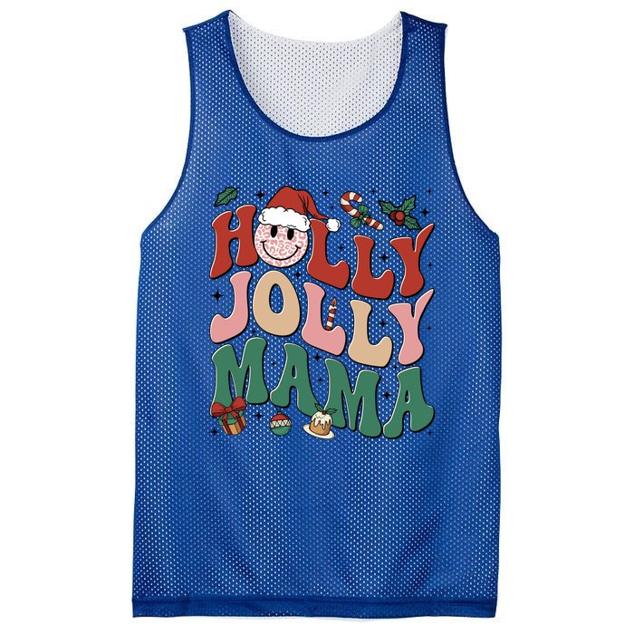 Holly N Jolly Mama Smile Santa Hat Jolly Mama Christmas Gift Mesh Reversible Basketball Jersey Tank