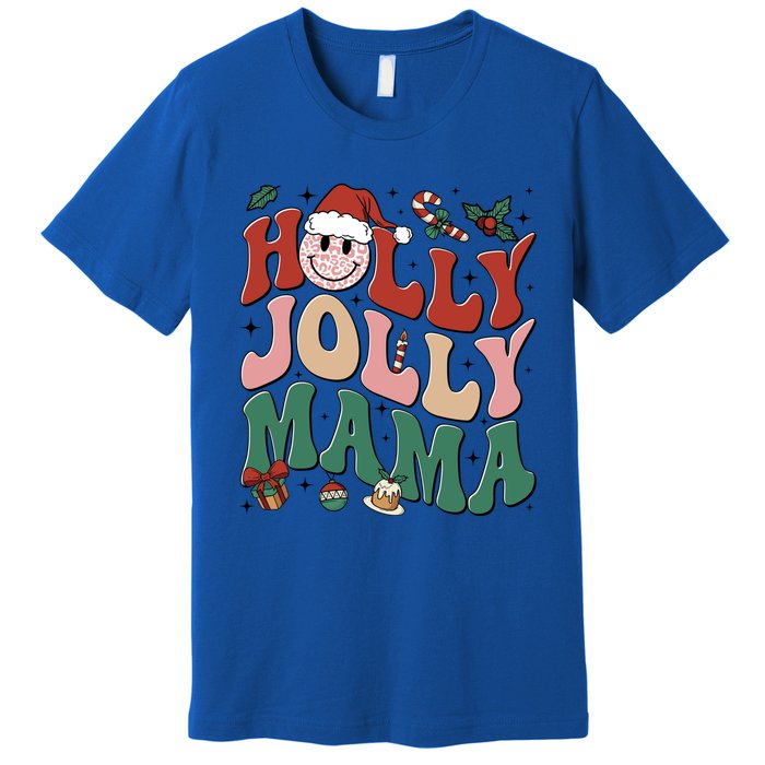 Holly N Jolly Mama Smile Santa Hat Jolly Mama Christmas Gift Premium T-Shirt