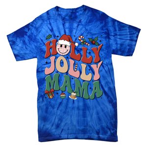 Holly N Jolly Mama Smile Santa Hat Jolly Mama Christmas Gift Tie-Dye T-Shirt