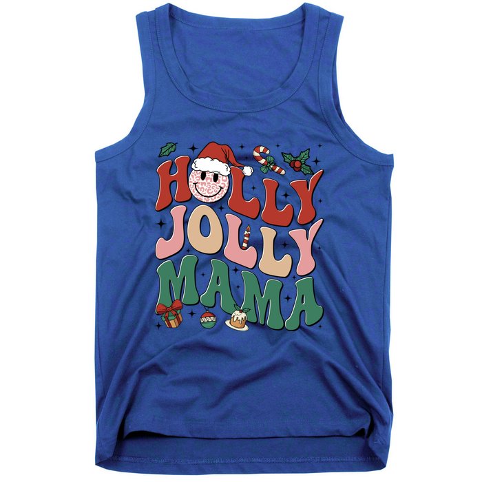 Holly N Jolly Mama Smile Santa Hat Jolly Mama Christmas Gift Tank Top