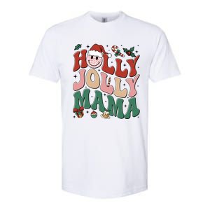 Holly N Jolly Mama Smile Santa Hat Jolly Mama Christmas Gift Softstyle CVC T-Shirt