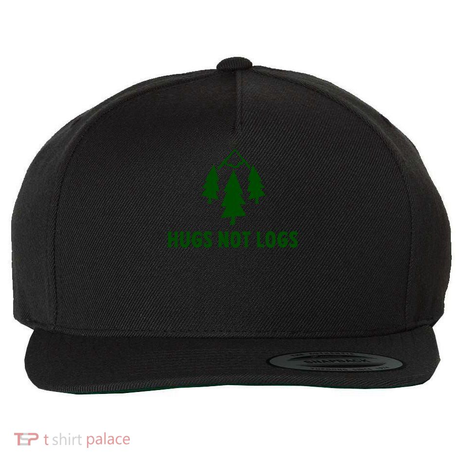 Hugs Not Logs Tree Hugger Nature Lover Earth Day Camping Cool Gift Wool Snapback Cap