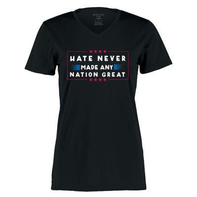 Hate Never Made Any Nation Great Women's Momentum V-Neck T-Shirt