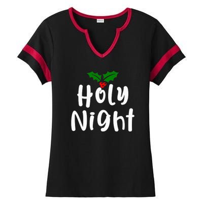 Holy Night | Merry Christmas Ladies Halftime Notch Neck Tee