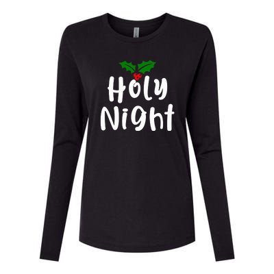 Holy Night | Merry Christmas Womens Cotton Relaxed Long Sleeve T-Shirt