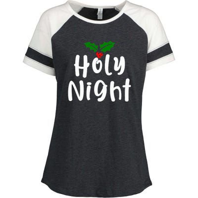 Holy Night | Merry Christmas Enza Ladies Jersey Colorblock Tee