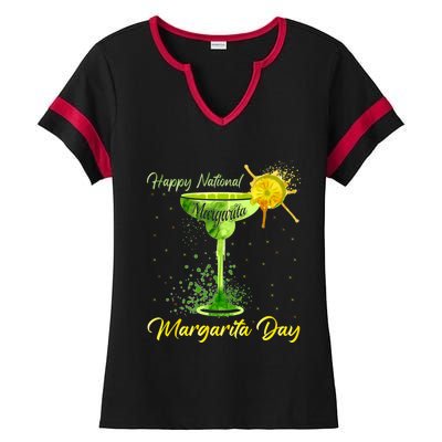 Happy National Margarita Day Funny Gift Ladies Halftime Notch Neck Tee